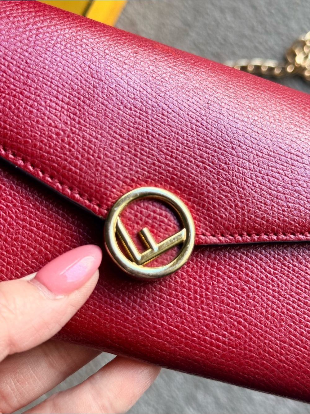 Fendi Red Leather Long Wallet with Gold Chain Insert & Box COA - Picture 6 of 11
